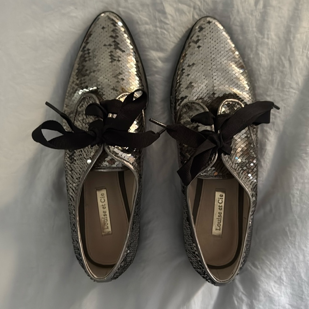 Louise et Cie Silver Sequin Flats